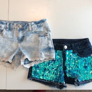 Justice sequin and lace trim shorts